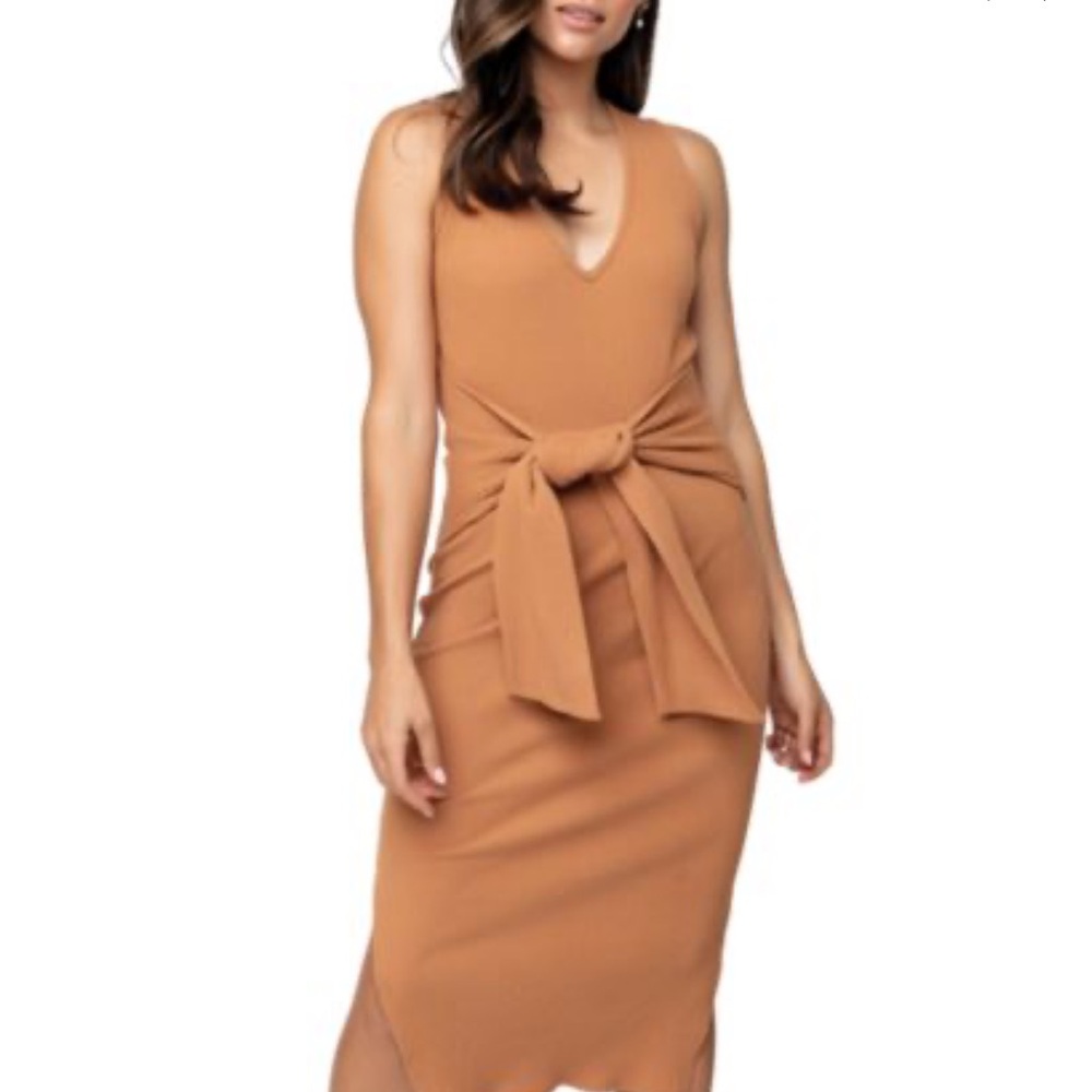 Tie-Waist Ribbed Dress